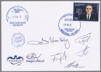 Lot #431 SpaceX Dragon CRS-27 Flown Cover Signed by (7) - Image 1