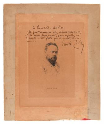 Lot #494 Emile Zola Signed Engraving: One must