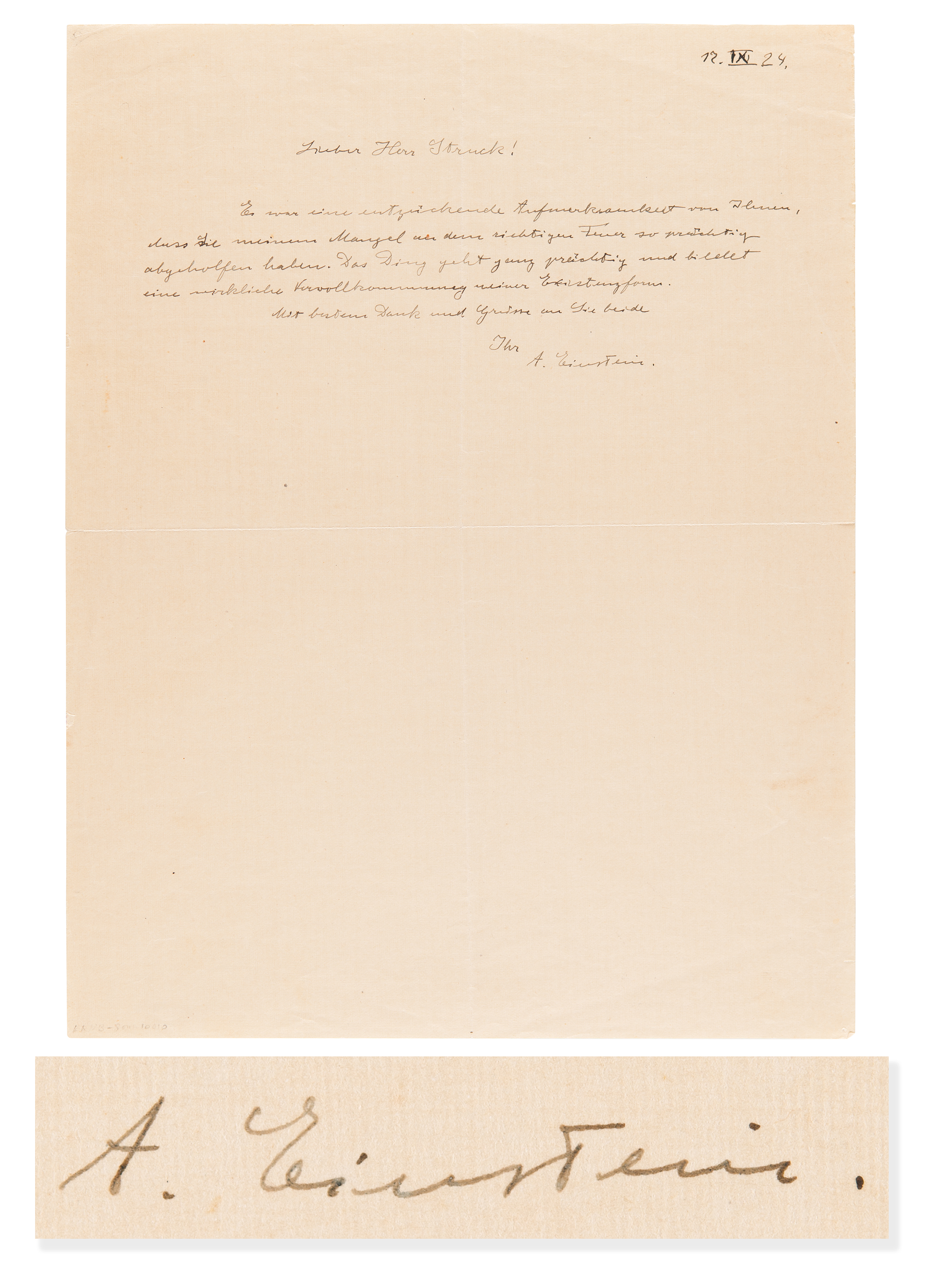 Lot #194 Albert Einstein Autograph Letter Signed