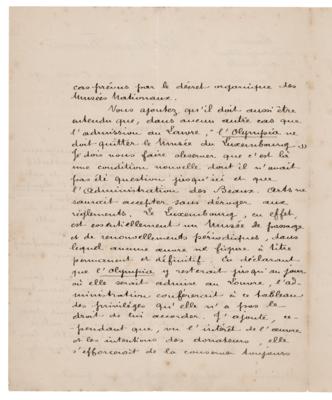 Lot #455 Claude Monet: Gustave Larroumet Letter Signed on Manet's 'Olympia' - Image 2