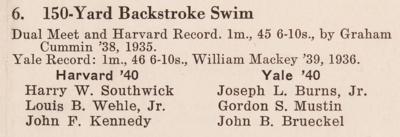 Lot #105 John F. Kennedy 1937 Harvard vs. Yale Freshman Swim Meet Program - Image 3