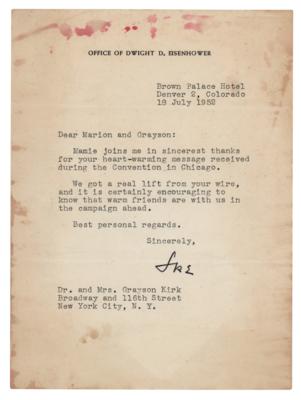 Lot #92 Dwight D. Eisenhower Typed Letter Signed, One Week After the 1952 Republican National Convention - Image 1