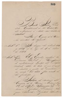 Lot #260 Benito Juarez Document Signed as President of Mexico - Image 1