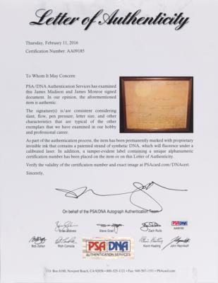 Lot #5 James Madison and James Monroe Document Signed as President and Secretary of State - Image 5