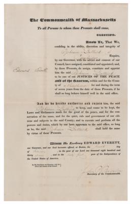 Lot #237 Edward Everett Document Signed as Governor of Massachusetts - Image 1