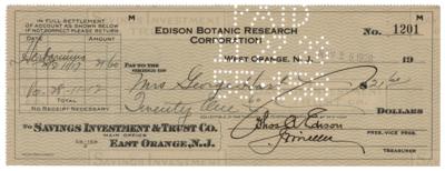 Lot #234 Thomas Edison Signed Check