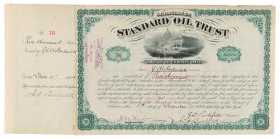 Lot #188 John D. Rockefeller and Henry M. Flagler Signed Standard Oil Trust Stock Certificate - Image 1