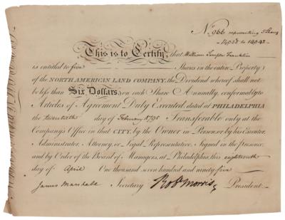 Lot #275 Robert Morris Document Signed to Benjamin Franklin's Grandson - Image 1