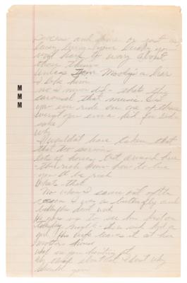 Lot #572 Marilyn Monroe Handwritten Notes with