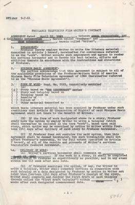 Lot #721 Star Trek: Gene Roddenberry Document Signed for 'The Lieutenant' - His First TV Series - Image 2