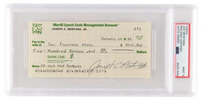 Lot #783 Joe Montana Signed Check to the San Francisco 49ers - PSA MINT 9 - Image 1