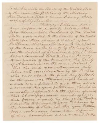 Lot #157 Marbury v. Madison: Contemporary Congressional Circulating Copy of William Marbury's Petition to the United States Senate - Image 1