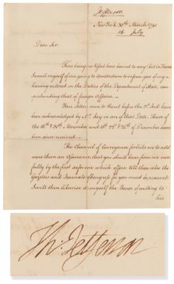 Lot #2 Thomas Jefferson Historic 1790 Letter