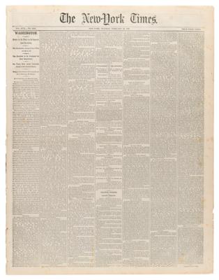 Lot #103 Andrew Johnson Impeachment: The New York Times from February 25, 1868 - Image 1