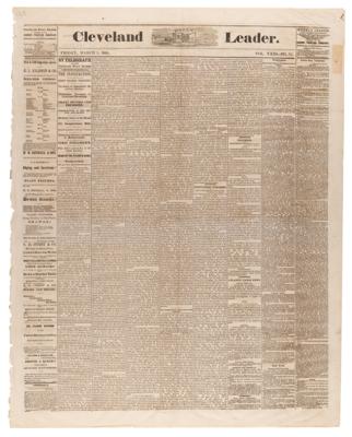 Lot #98 U. S. Grant: The Cleveland Daily Leader from March 5, 1869 - Historic Reports of the Presidential Inauguration - Image 1