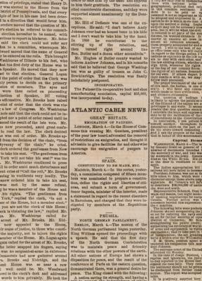 Lot #98 U. S. Grant: The Cleveland Daily Leader from March 5, 1869 - Historic Reports of the Presidential Inauguration - Image 6