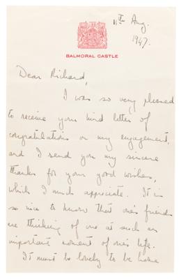 Lot #180 Queen Elizabeth II Autograph Letter Signed on Her Engagement to Prince Philip - Image 2