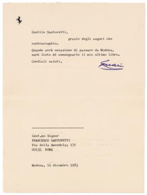 Lot #754 Enzo Ferrari Typed Letter Signed - Image 1