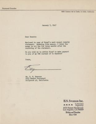 Lot #503 Raymond Chandler Typed Letter Signed