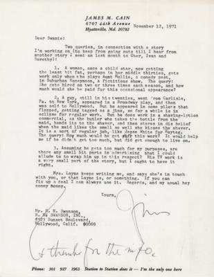 Lot #501 James M. Cain Typed Letter Signed - Image 1