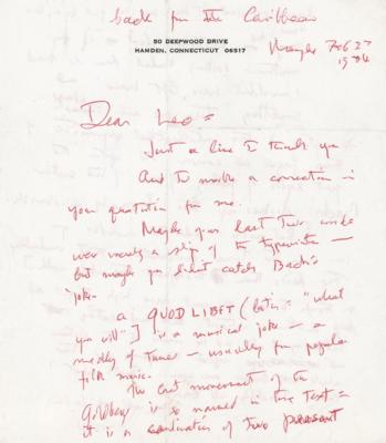 Lot #512 Thornton Wilder Autograph Letter Signed - Image 1