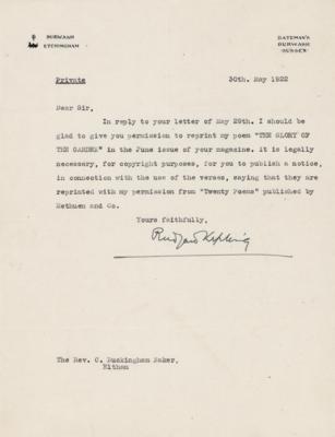 Lot #507 Rudyard Kipling Typed Letter Signed on