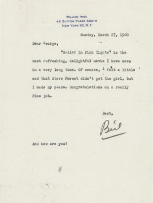 Lot #506 William Inge Typed Letter Signed to