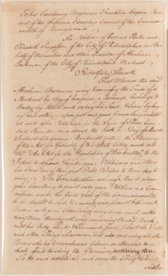 Lot #147 Benjamin Franklin Document Signed as President of Pennsylvania, Overseeing an Early Bankruptcy Case (1787) - Image 4