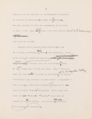 Lot #441 Frank Lloyd Wright Hand-Corrected Typed Draft for 'The New Architecture: A Testament' - The "Definitive Manuscript" Discussing His Architectural Philosophy - Image 11