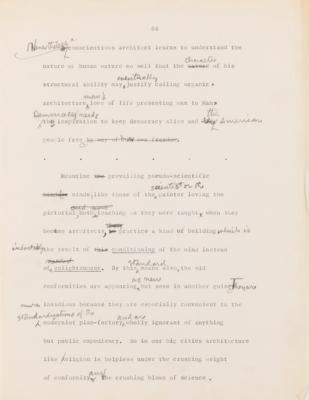 Lot #441 Frank Lloyd Wright Hand-Corrected Typed Draft for 'The New Architecture: A Testament' - The "Definitive Manuscript" Discussing His Architectural Philosophy - Image 18