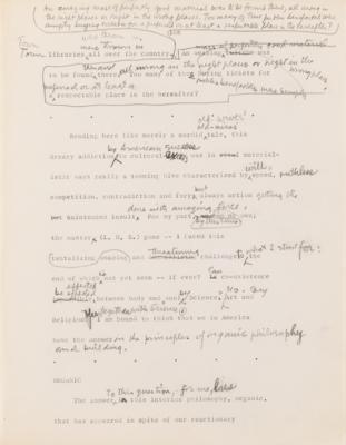 Lot #441 Frank Lloyd Wright Hand-Corrected Typed Draft for 'The New Architecture: A Testament' - The "Definitive Manuscript" Discussing His Architectural Philosophy - Image 24