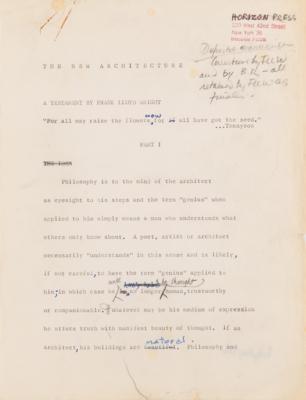 Lot #441 Frank Lloyd Wright Hand-Corrected Typed Draft for 'The New Architecture: A Testament' - The "Definitive Manuscript" Discussing His Architectural Philosophy - Image 3