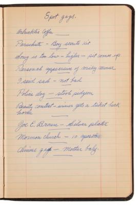 Lot #565 Roscoe 'Fatty' Arbuckle Handwritten Comedy Reference Notebook - Filled with Lyrics, One-Liners, and Witticisms - Image 14