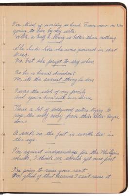 Lot #565 Roscoe 'Fatty' Arbuckle Handwritten Comedy Reference Notebook - Filled with Lyrics, One-Liners, and Witticisms - Image 6