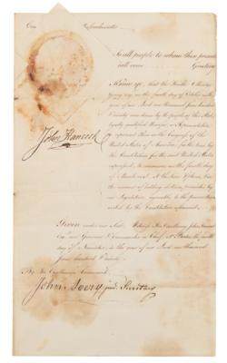 Lot #148 John Hancock Document Signed as Governor