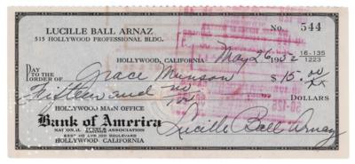 Lot #588 Lucille Ball Signed Check - Image 1