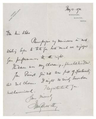 Lot #505 John Galsworthy Autograph Letter Signed