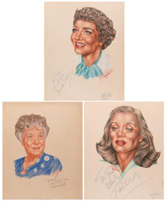 Lot #583 Actresses (3) Signed Sketches by J. Fred