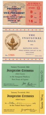 Lot #108 John F. Kennedy Inauguration Ceremonies and Inaugural Ball (4) Tickets and Stubs - Image 1