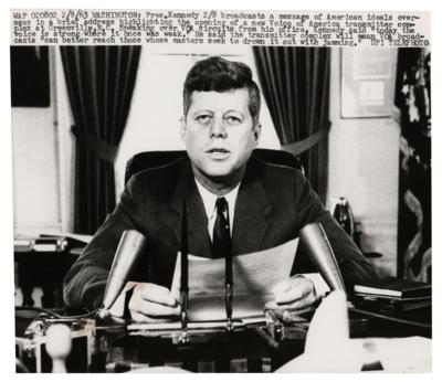 Lot #116 John F. Kennedy 1963 Voice of America Original Wirephoto - Image 1