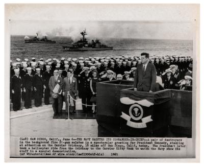 Lot #117 John F. Kennedy 1963 USS Oriskany Original Wirephoto - Image 1