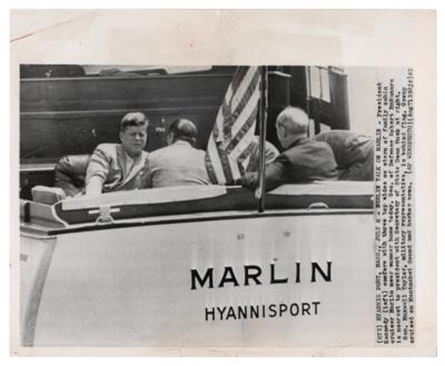 Lot #118 John F. Kennedy 1961 Hyannisport Marlin Original Wirephoto - Image 1