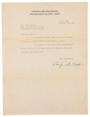 Lot #316 Douglas MacArthur War-Dated Typed Letter