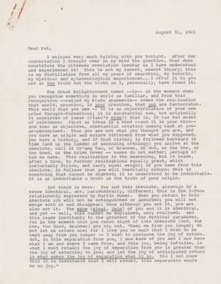 Lot #490 Philip K. Dick Typed Letter Signed on "The Great Enlightenment" - Image 1