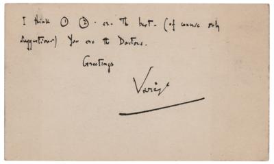 Lot #564 Edgard Varese Autograph Note Signed - Image 1