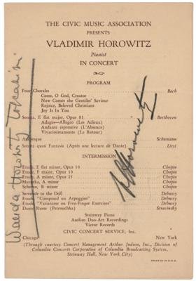 Lot #540 Vladimir and Wanda Toscanini Horowitz Signed Concert Program - Image 1