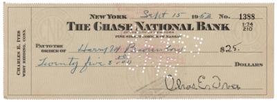 Lot #541 Charles Ives Signed Check