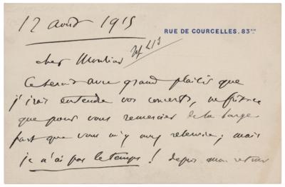 Lot #553 Camille Saint-Saens Autograph Letter Signed - Image 1