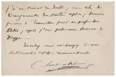 Lot #553 Camille Saint-Saens Autograph Letter Signed - Image 2