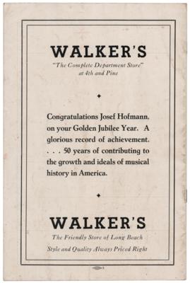 Lot #539 Josef Hofmann Signed 'Golden Jubilee Concert' Program and Original 1888 Metropolitan Opera House Program - Image 2